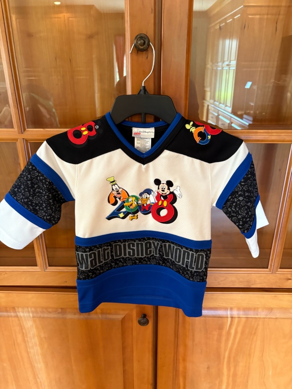 Disney White Blue Mickey & Friends Hockey-Style Kids Jersey